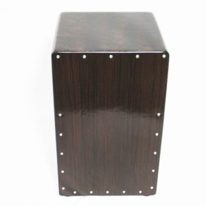 A cajon is a box-shaped percussion instrument originally from Peru