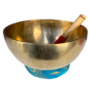 23cm Himalayan singing bowl with wooden mallet and cushion base