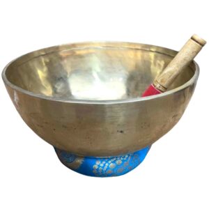 26cm large Himalayan singing bowl with wooden striker and cushion